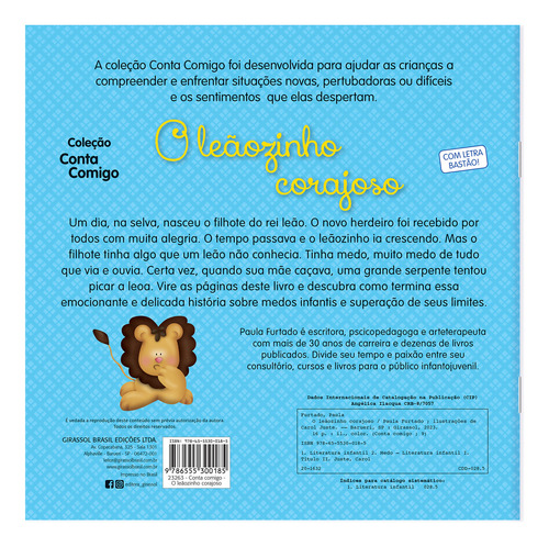 Conta Comigo - O Leãozinho Corajoso, De Paula Furtado. Editora Girassol, Capa Mole Em Português, 2023