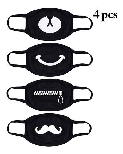 Pack De 4 Mascaras Anti-polvo Kpop Aniwon, En Algodón