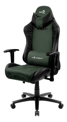 Imagen 2 de 3 de Silla de escritorio AeroCool Knight gamer ergonómica hunter green con tapizado de cuero sintético y gamuza