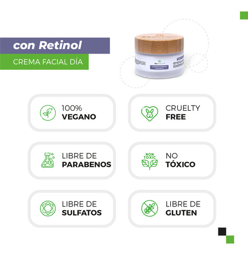 Crema Facial de Noche Beohemp Con Retinol 50g Regeneración y Rejuvenecimiento Nocturno