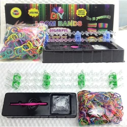 Imagen 1 de 4 de Kit Para Hacer Pulseras Para Niños Gomitas Arcoiris + Telar