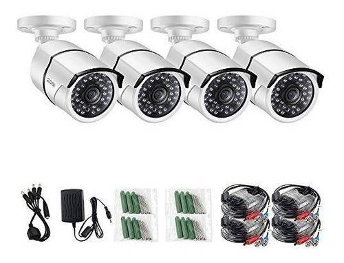 Zosi 4 Pack Hdtvi 1280tvl 720p Kit De Camaras Resistentes A