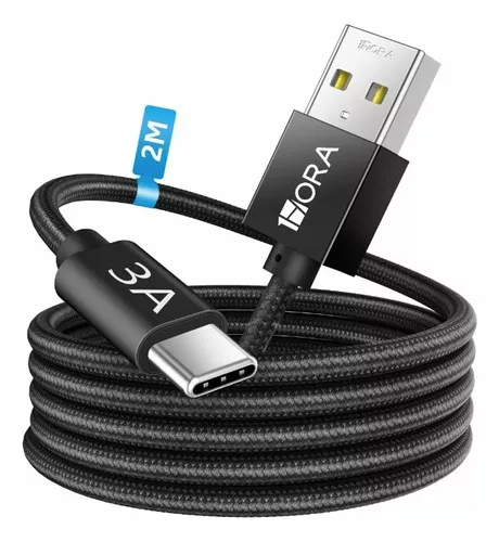 Cable de carga USB tipo C carga rápida de 2,4amp, color negro , 1 mt / BL