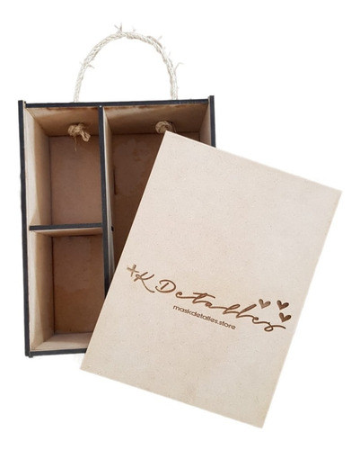 Caja Mdf Con Mecate Pintada Grabada Para Tequila Mezcal S/b