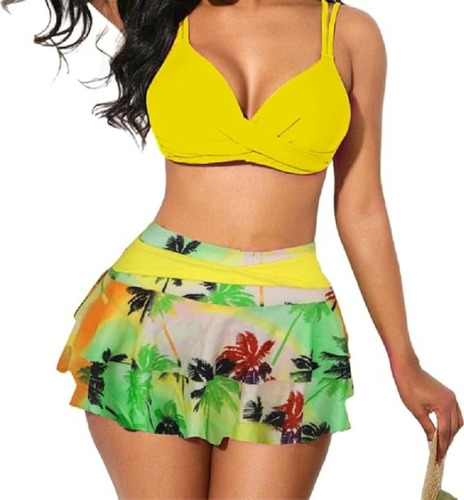 Conjunto De Falda Sexy Sin Espalda Con Cintura Alta Estampad