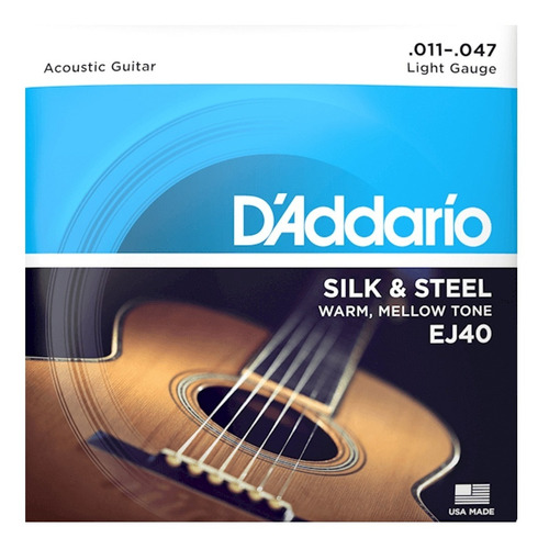 Encordoamento Violao Aco .011 D'addario Silk & Steel Ej40