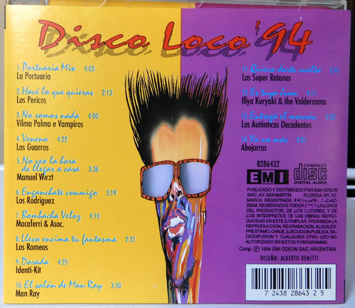 Cd Disco Loco 94 - Calamaro - Pericos Vilma Palma - Edfargz (Usado)