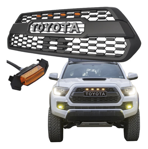 Parrilla Toyota Tacoma 2018 2019 Luz Led Emblema Plateado