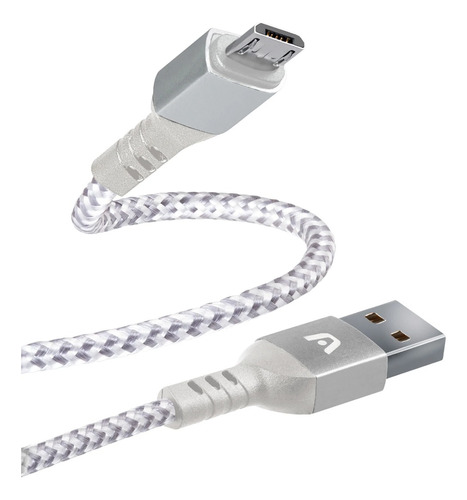 Cable Micro Usb Nylon Blanco Argom Tech 1.8mts Carga Rápida