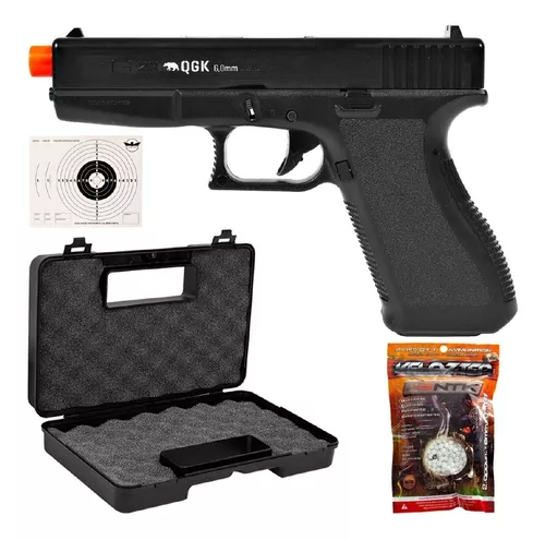 Pistola de Airsoft Spring S23 6mm G23 - QGK + BBs + Alvos