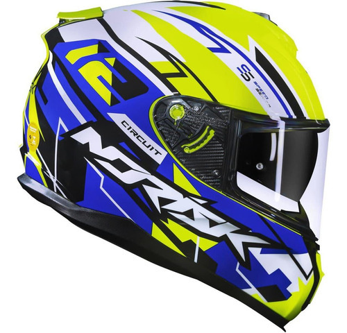 Capacete Norisk Strada Circuit Amarelo Fluor Azul Preto