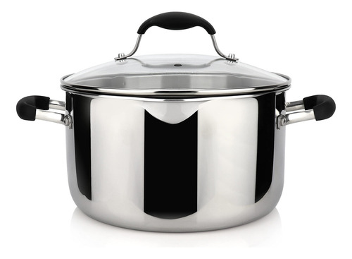 Olla De Acero Inoxidable 6 Cuartos Con Tapa Y Colador Vidrio
