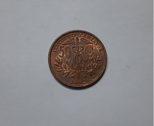 Moneda De 50 Centavos Año 1942