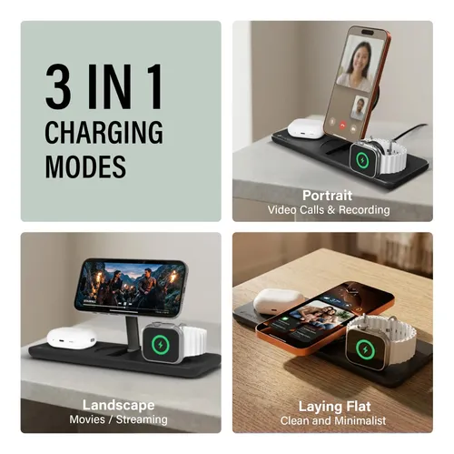 Estação De Carregamento Nimble Podium 3 Em 1 Sem Fio Apple 1