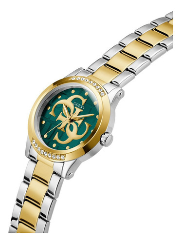 Reloj Guess Annette Verde Mujer Correa Bitono Bisel Dorado