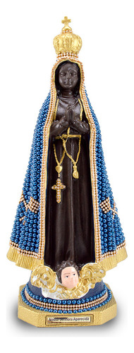 Imagem Nossa Senhora Aparecida 39cm De Borracha Perola Azul