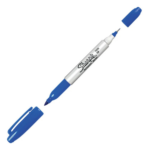 12 Marcadores Sharpie Doble Punta Fina Y Ultra Fina Azul Azul