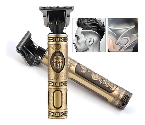 Máquina De Cortar Cabelo Barbeiro Profissional Dragão Elétri Cor Dourado-escuro
