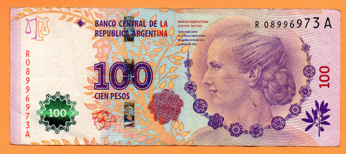 Billete $100 Evita Reposición Bottero 4333 Año 2015 Usado B