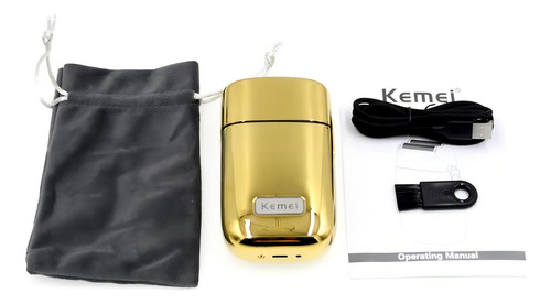 Barbeador Elétrico Shaver Recarregável Kemei Km Tx1 Gold