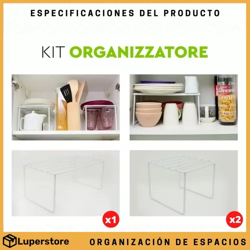 Kit Organizador Alacena De 3 Estantes Reforzados Blanco