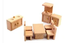 Comprar Kit Juguetes Cocina Completa En Madera Para Casa De Muñecas 