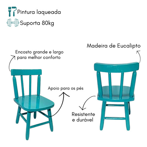 Conjunto Infantil C/ 2 Cadeiras Madeira Didática Educativa