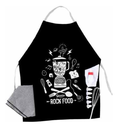 Kit Mini Chef - Rock Food - Preto - Teliê Brinquedos