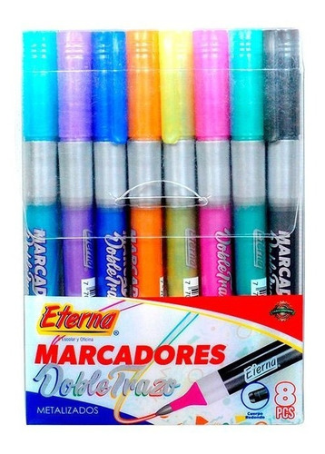 Marcador Metalizado Doble Trazo X 8 Unds Eterna