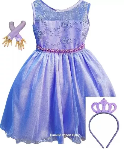 Vestido Festa Fantasia De Luxo Princesa Sofia Luva e Coroa - Desapegos de  Roupas quase novas ou nunca usadas para bebês, crianças e mamães. 396930