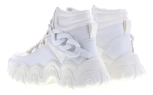 Imagen 3 de 4 de Tenis Tipo Botín Mujer De Plataforma Casuales Moda Blanco