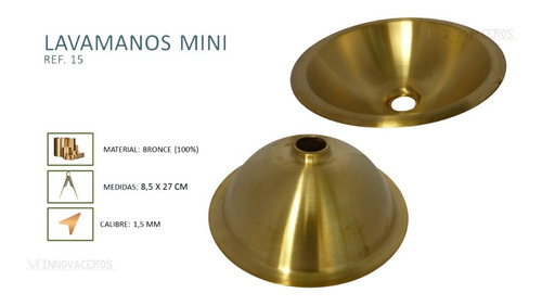 Imagen 2 de 2 de Lavamanos Para Grifería Baño En Bronce Redondo Innovaceros