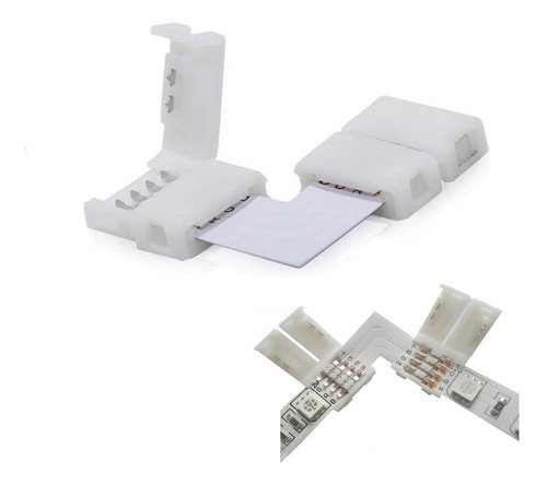 Imagen 1 de 10 de Conector L Esquina Tiras Led 5050 Rgb Hebilla Sin Soldar 90°