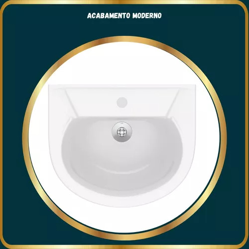 Conjunto Banheiro Pia Lavatorio + Coluna Cerâmica Celite Branco Brilhante