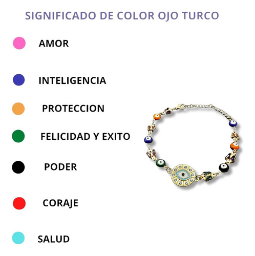 Pulsera Ojo Turco Circular Baño De Oro 18k Protección Suerte