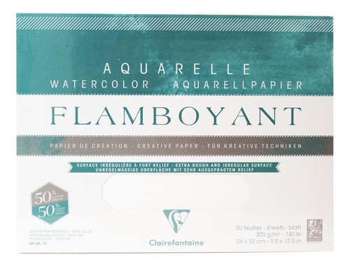 Papel Para Aquarela Bloco Flamboyant 300g/m² 24x32cm 20fls Cor Branco