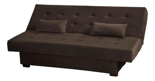 Sofá Cama Casal 3 Lugares Laila - Veludo Marrom Escuro