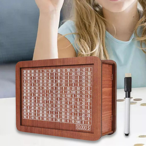 Caja De Dinero De Madera Con Números Con Alcancía Infantil