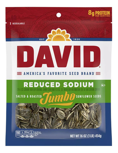David Semillas Girasol Jumbo Saladas Reducida En Sodio 16oz