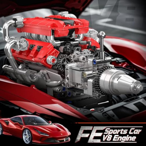 Modelo De Motor Mould King 10204 V8 Que Funciona -