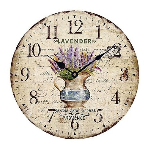 Reloj De Pared De Madera 12  Vintage French Country Print La