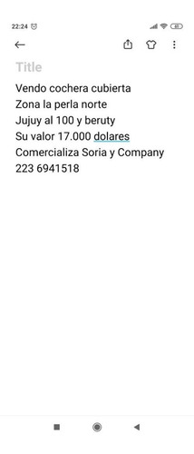 Cochera Techada Zona La Perla