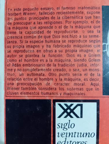 Dios Y Golem S.a. Norbert Wiener. Lp (Usado)
