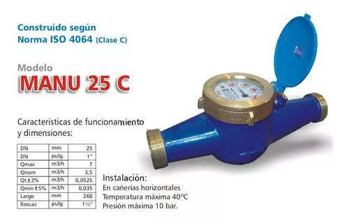 Caudalimetro Medidor De Agua Pasaje 1 . Roscas 1 1/4 PuLG.