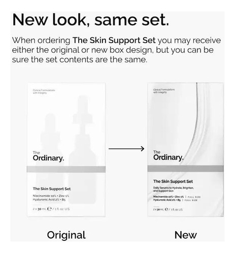 The Ordinary The Skin Support Set With Niacinamide + Hyaluro Todo Tipo De Piel Día/noche