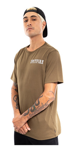 Polera Manga Corta Hombre Spitfire Ride The Fire Cafe