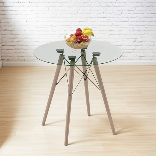 Moderna Mesa De Comedor Circular Eames Vidrio Templado 80