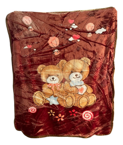Cobertor Cunero Para Bebe 100x120cm Extra Suave Calientito Marrón Osos Liso