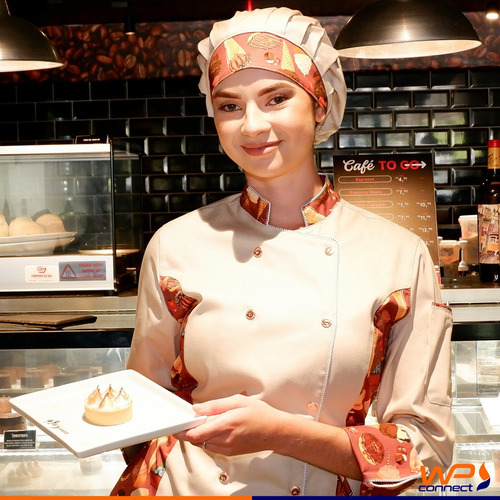 Touca Tipo Gorro Chef De Cozinha Confeiteira Bege Sobremesas