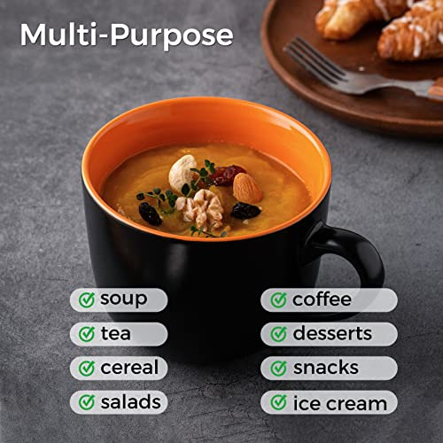Tazas De Sopa Gbhome Jumbo Con Asas, Juego De 4 Tazas De Caf